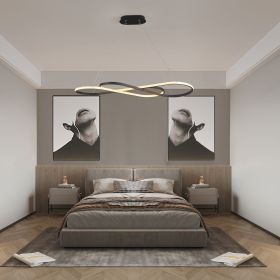 39" Modern LED Pendant Light, Infinity Design Hanging Ceiling Fixture, Adjustable Height, Dimmable for Living Room, Dining Room, Bedroom, Black F