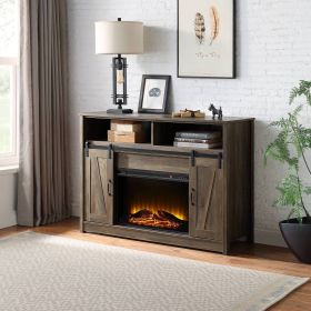 Tobias Rustic Oak Finish Fireplace with Shelf Storage