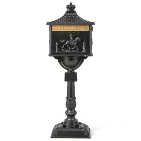 Retro Cast Aluminum Mailbox Security Postal Letter Box with Baffle Door (Color: black)