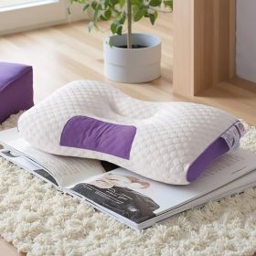 2pcs Knitted SPA Massage Neck Pillow, Cervical Orthopedic Neck Pillow, Soft, Adjustable Ergonomic Contour Support Pillow, Pillow Core (Color: Purple)